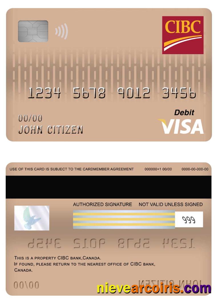 Canada CIBC bank visa debit card